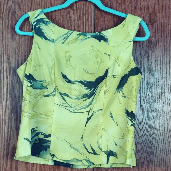 VINTAGE!!  Anne De Villers Paris Top - Green and Gray Swirls - Picture 1 of 4